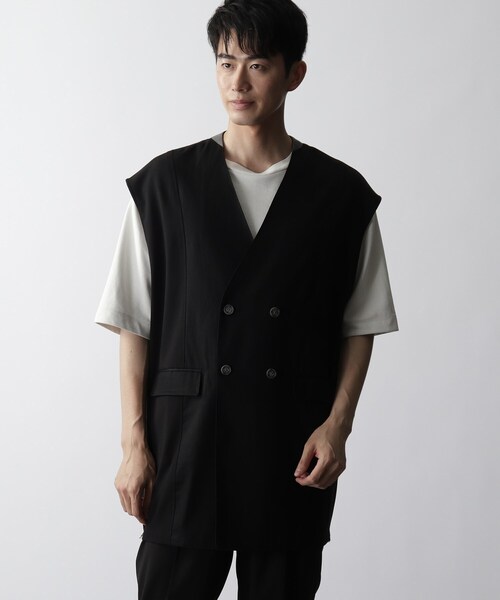 THE SHOP TK (ザ ショップ ティーケー )の「◆サイドジップロングベスト(ベスト・メンズ・ブラック/ベージュ・99)」の3枚目の写真