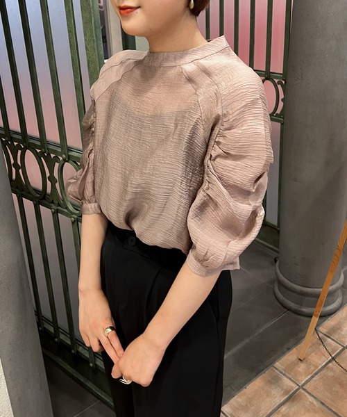 Ambre Ciel（アンブルシエル）の「ギャザーボリュームシアーブラウス／【WEB/EC限定商品】（シャツ/ブラウス・レディース・ブラック/アイボリー/モカ・FREE）」の9枚目の写真