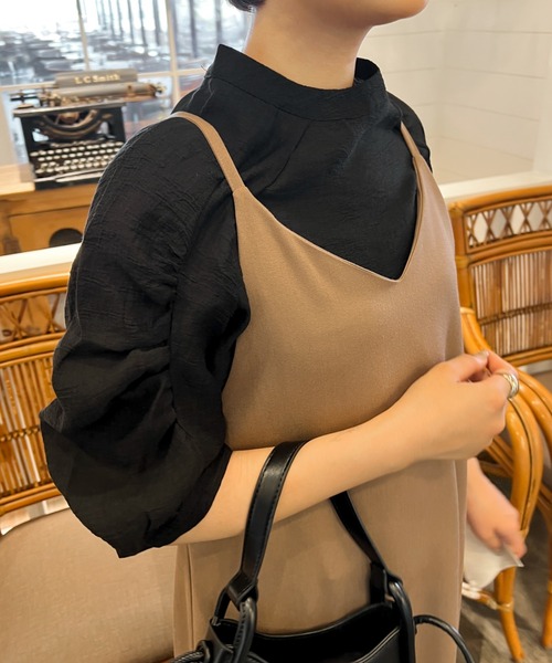 Ambre Ciel（アンブルシエル）の「ギャザーボリュームシアーブラウス／【WEB/EC限定商品】（シャツ/ブラウス・レディース・ブラック/アイボリー/モカ・FREE）」の6枚目の写真