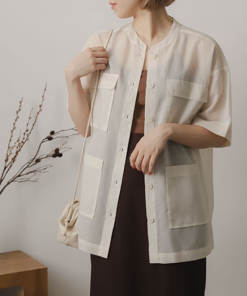 SENSE OF PLACE by URBAN RESEARCH（センスオブプレイスバイアーバンリサーチ）の「シアーミリタリージャケット（ミリタリージャケット・レディース・ブラウン/アイボリー・ONE）」の2枚目の写真