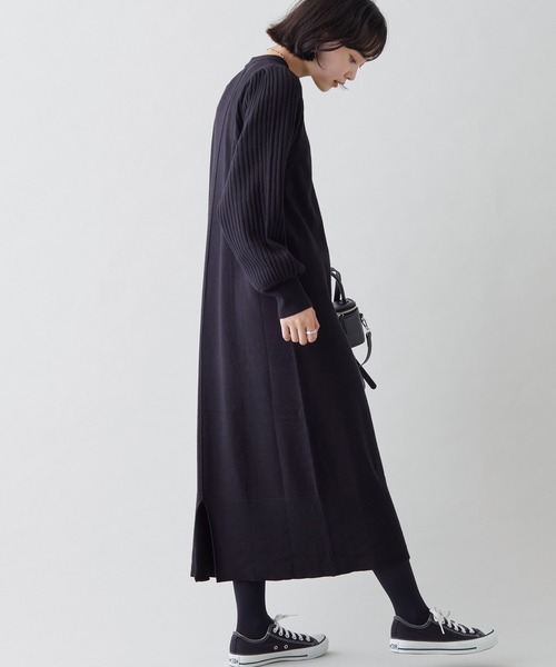 LAVEANGE(ラビアンジェ)の「リブニットワンピース/M/LL/3L(ワンピース・レディース・ベージュ/ブラック/グレー/ベージュ系その他/キャメル・M/LL/3L)」の7枚目の写真