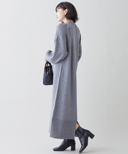 LAVEANGE(ラビアンジェ)の「リブニットワンピース/M/LL/3L(ワンピース・レディース・ベージュ/ブラック/グレー/ベージュ系その他/キャメル・M/LL/3L)」の15枚目の写真