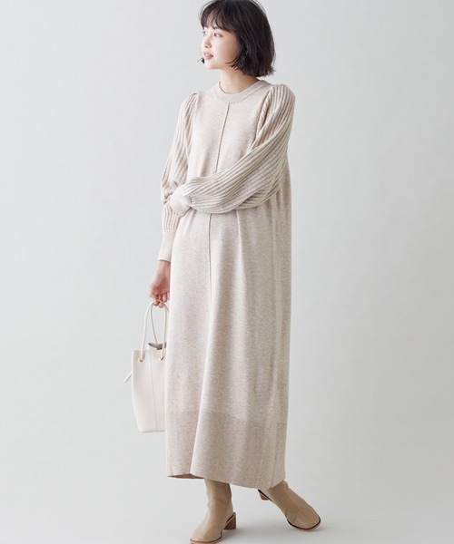 LAVEANGE(ラビアンジェ)の「リブニットワンピース/M/LL/3L(ワンピース・レディース・ベージュ/ブラック/グレー/ベージュ系その他/キャメル・M/LL/3L)」の18枚目の写真