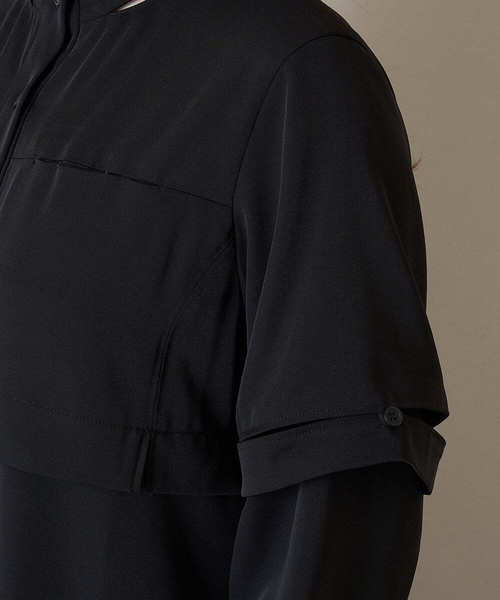 A de a.v.v（アードアー・ヴェ・ヴェ）の「チラ見えスリットカラーレイヤード風ワンピース（ワンピース・レディース・ブラック/ネイビー・SMALL/MEDIUM）」の12枚目の写真