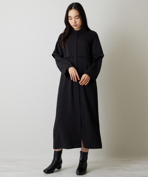 A de a.v.v（アードアー・ヴェ・ヴェ）の「チラ見えスリットカラーレイヤード風ワンピース（ワンピース・レディース・ブラック/ネイビー・SMALL/MEDIUM）」の21枚目の写真