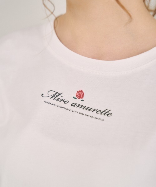 MIRO AMURETTE（ミロアミュレット）の「Eternel rose t-shirt/ロゴ入りオーバーサイズTシャツ（Tシャツ/カットソー・レディース・ホワイト/ピンク・FREE）」の20枚目の写真