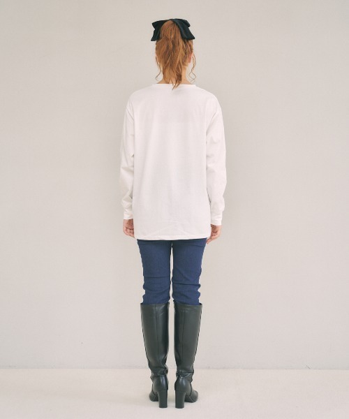 MIRO AMURETTE（ミロアミュレット）の「Eternel rose t-shirt/ロゴ入りオーバーサイズTシャツ（Tシャツ/カットソー・レディース・ホワイト/ピンク・FREE）」の11枚目の写真