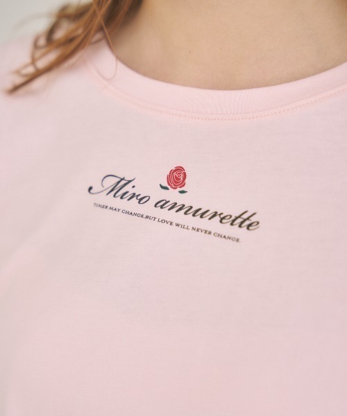 MIRO AMURETTE（ミロアミュレット）の「Eternel rose t-shirt/ロゴ入りオーバーサイズTシャツ（Tシャツ/カットソー・レディース・ホワイト/ピンク・FREE）」の12枚目の写真