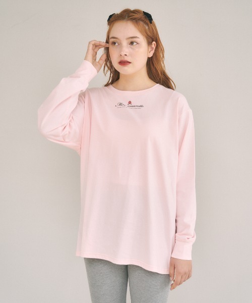 MIRO AMURETTE（ミロアミュレット）の「Eternel rose t-shirt/ロゴ入りオーバーサイズTシャツ（Tシャツ/カットソー・レディース・ホワイト/ピンク・FREE）」の6枚目の写真