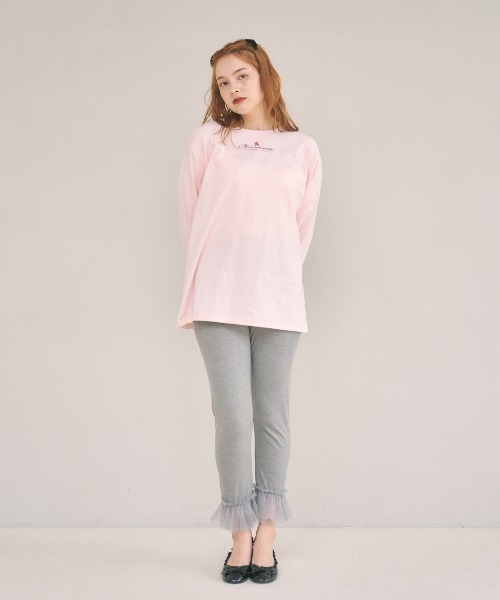 MIRO AMURETTE（ミロアミュレット）の「Eternel rose t-shirt/ロゴ入りオーバーサイズTシャツ（Tシャツ/カットソー・レディース・ホワイト/ピンク・FREE）」の4枚目の写真