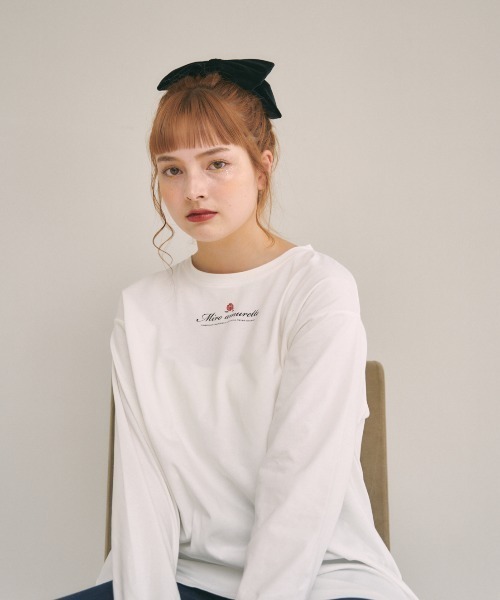 MIRO AMURETTE（ミロアミュレット）の「Eternel rose t-shirt/ロゴ入りオーバーサイズTシャツ（Tシャツ/カットソー・レディース・ホワイト/ピンク・FREE）」の16枚目の写真