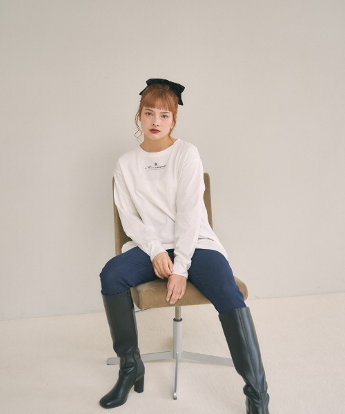 MIRO AMURETTE（ミロアミュレット）の「Eternel rose t-shirt/ロゴ入りオーバーサイズTシャツ（Tシャツ/カットソー・レディース・ホワイト/ピンク・FREE）」の18枚目の写真