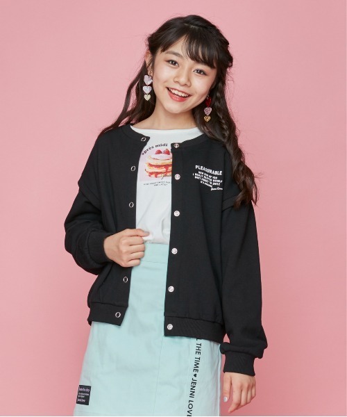JENNI love(ジェニィラブ)の「袖レイヤード風カーデ(カーディガン/ボレロ・キッズ・ベージュ/グリーン/ブラック・140cm/160cm/130cm/150cm)」の2枚目の写真