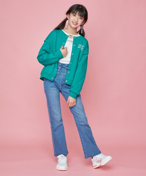 JENNI love(ジェニィラブ)の「袖レイヤード風カーデ(カーディガン/ボレロ・キッズ・ベージュ/グリーン/ブラック・140cm/160cm/130cm/150cm)」の7枚目の写真