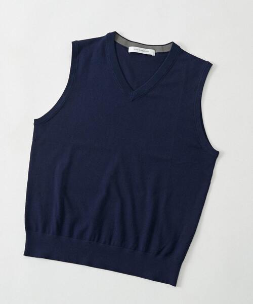 MEN'S MELROSE（メンズメルローズ）の「ウォッシャブルハイゲージニットベスト（ベスト・メンズ・ベージュ/ブラウン/グレー/ネイビー・3/4）」の4枚目の写真