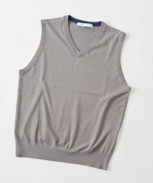 MEN'S MELROSE（メンズメルローズ）の「ウォッシャブルハイゲージニットベスト（ベスト・メンズ・ベージュ/ブラウン/グレー/ネイビー・3/4）」の2枚目の写真