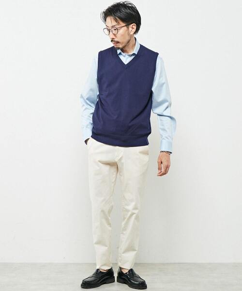 MEN'S MELROSE（メンズメルローズ）の「ウォッシャブルハイゲージニットベスト（ベスト・メンズ・ベージュ/ブラウン/グレー/ネイビー・3/4）」の7枚目の写真