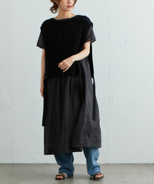 PUAL CE CIN（ピュアルセシン）の「コットンラミー2WAYワンピース（ワンピース・レディース・マスタード/ライトベージュ/チャコールグレー・FREE）」の5枚目の写真