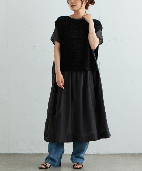 PUAL CE CIN（ピュアルセシン）の「コットンラミー2WAYワンピース（ワンピース・レディース・マスタード/ライトベージュ/チャコールグレー・FREE）」の4枚目の写真