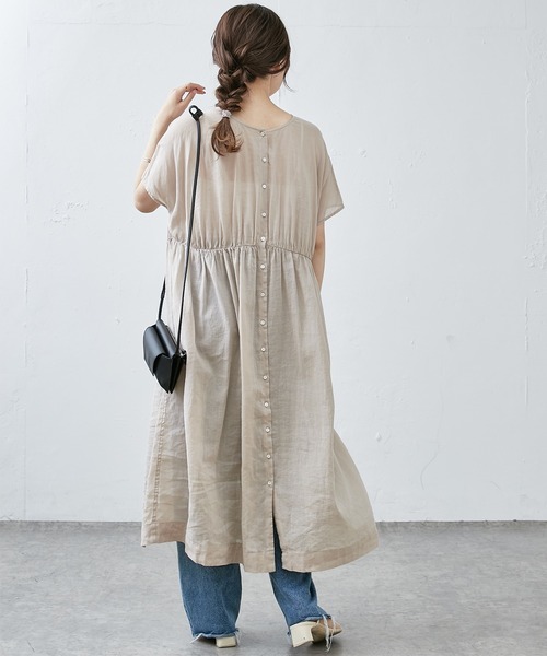 PUAL CE CIN（ピュアルセシン）の「コットンラミー2WAYワンピース（ワンピース・レディース・マスタード/ライトベージュ/チャコールグレー・FREE）」の8枚目の写真