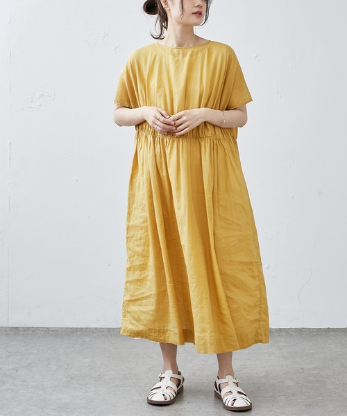 PUAL CE CIN（ピュアルセシン）の「コットンラミー2WAYワンピース（ワンピース・レディース・マスタード/ライトベージュ/チャコールグレー・FREE）」の9枚目の写真