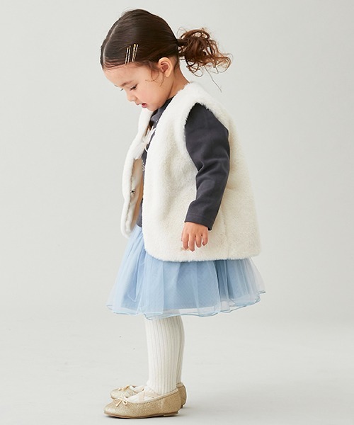 petit main(プティマイン)の「チュールスカート(スカート・キッズ・ピンク/アイボリー/ブルーグレー・80cm/90cm/110cm/100cm/120cm/130cm)」の16枚目の写真