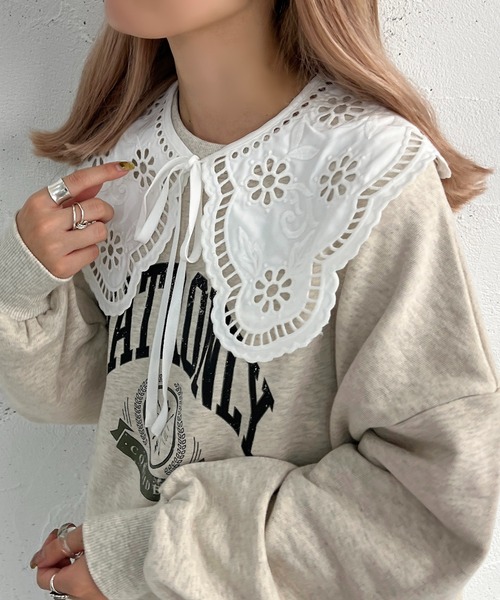 apres jour mignon(アプレジュールミニョン)の「レース付け襟【ZOZOTOWN限定アイテム】(付け襟・レディース・ブラック/オフホワイト・フリー)」の4枚目の写真