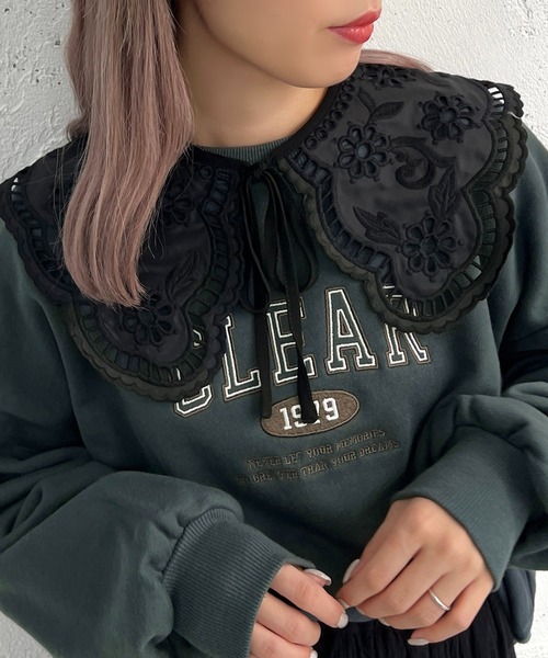 apres jour mignon(アプレジュールミニョン)の「レース付け襟【ZOZOTOWN限定アイテム】(付け襟・レディース・ブラック/オフホワイト・フリー)」の3枚目の写真