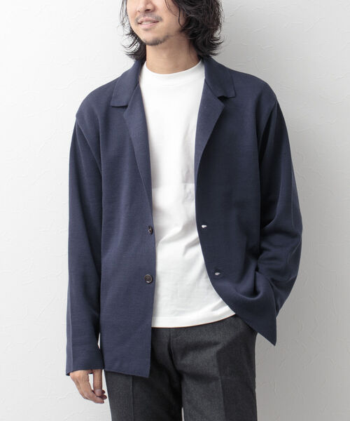 NOLLEY'S goodman(ノーリーズグッドマン)の「ミラノリブ ラペルカーディガン ニットジャケット(カーディガン/ボレロ・メンズ・イエロー/ブラック/グレイッシュベージュ/ネイビー・M/S/L)」の3枚目の写真