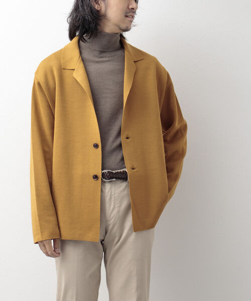 NOLLEY'S goodman(ノーリーズグッドマン)の「ミラノリブ ラペルカーディガン ニットジャケット(カーディガン/ボレロ・メンズ・イエロー/ブラック/グレイッシュベージュ/ネイビー・M/S/L)」の5枚目の写真