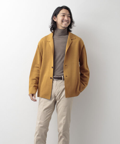 NOLLEY'S goodman(ノーリーズグッドマン)の「ミラノリブ ラペルカーディガン ニットジャケット(カーディガン/ボレロ・メンズ・イエロー/ブラック/グレイッシュベージュ/ネイビー・M/S/L)」の14枚目の写真