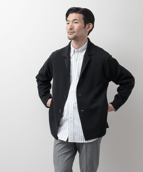 NOLLEY'S goodman(ノーリーズグッドマン)の「ミラノリブ ラペルカーディガン ニットジャケット(カーディガン/ボレロ・メンズ・イエロー/ブラック/グレイッシュベージュ/ネイビー・M/S/L)」の15枚目の写真
