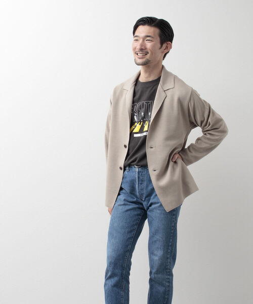 NOLLEY'S goodman(ノーリーズグッドマン)の「ミラノリブ ラペルカーディガン ニットジャケット(カーディガン/ボレロ・メンズ・イエロー/ブラック/グレイッシュベージュ/ネイビー・M/S/L)」の12枚目の写真