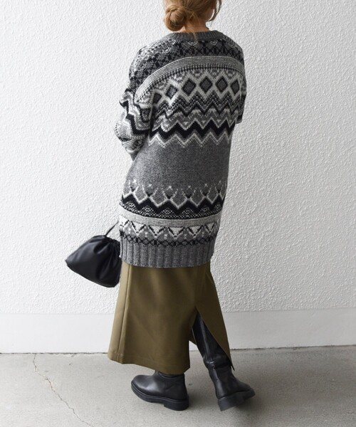 セール】SHIPS any:〈手洗い可能〉ノルディック ジャカード ジップ