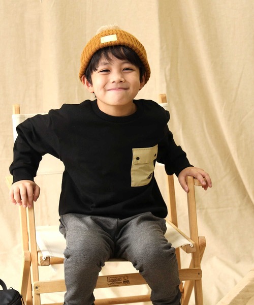 CAMP7(キャンプセブン)の「【CAMP7】ポケ付きクルースウェット(スウェット・キッズ・グリーン/ブラック・130/105/120/140/160/150)」の2枚目の写真