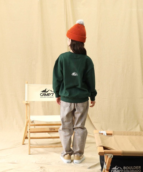 CAMP7(キャンプセブン)の「【CAMP7】ポケ付きクルースウェット(スウェット・キッズ・グリーン/ブラック・130/105/120/140/160/150)」の13枚目の写真