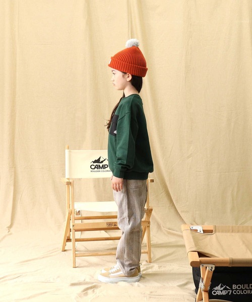 CAMP7(キャンプセブン)の「【CAMP7】ポケ付きクルースウェット(スウェット・キッズ・グリーン/ブラック・130/105/120/140/160/150)」の11枚目の写真