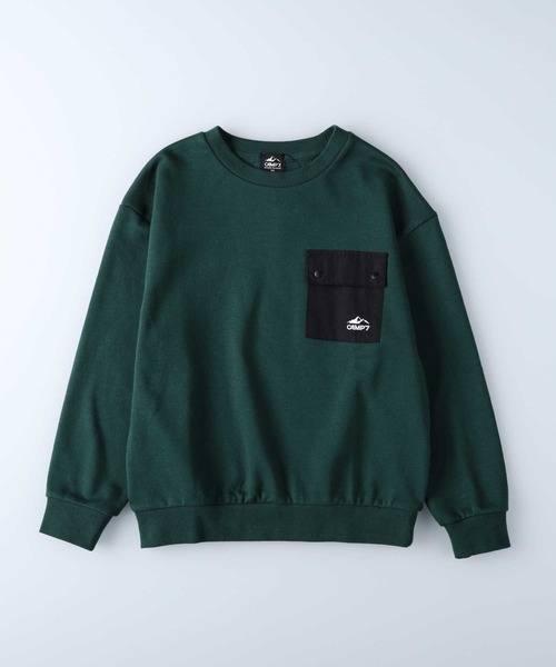 CAMP7(キャンプセブン)の「【CAMP7】ポケ付きクルースウェット(スウェット・キッズ・グリーン/ブラック・130/105/120/140/160/150)」の10枚目の写真
