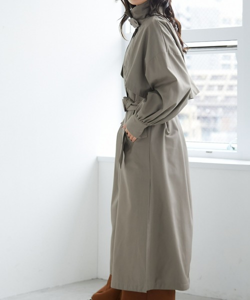 ECRIRE（エクリール）の「スタンドカラー対応ツイルトレンチコート（トレンチコート・レディース・カーキ/キャメル/グレー・M/L）」の21枚目の写真