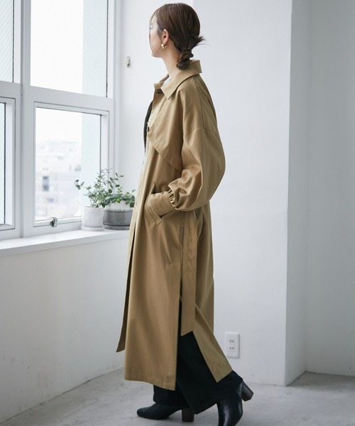 ECRIRE（エクリール）の「スタンドカラー対応ツイルトレンチコート（トレンチコート・レディース・カーキ/キャメル/グレー・M/L）」の11枚目の写真