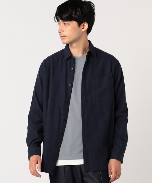 COMME CA ISM（コムサイズム）の「【ウォッシャブル】コットンネル　ショートポイントシャツ（シャツ/ブラウス・メンズ・ホワイト/ダークブラウン/ネイビー・MEDIUM/LARGE）」の3枚目の写真