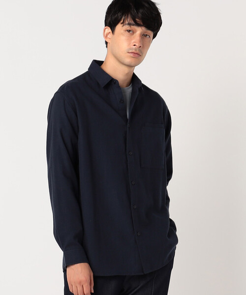 COMME CA ISM（コムサイズム）の「【ウォッシャブル】コットンネル　ショートポイントシャツ（シャツ/ブラウス・メンズ・ホワイト/ダークブラウン/ネイビー・MEDIUM/LARGE）」の4枚目の写真