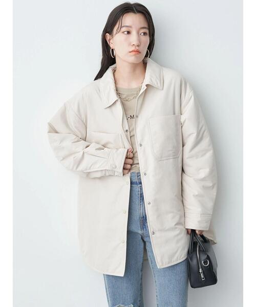 earth music&ecology（アースミュージックアンドエコロジー）の「中綿シャツジャケット（その他アウター・レディース・アイボリー/ボルドー/ライトカーキ/チェック・FREE）」の5枚目の写真