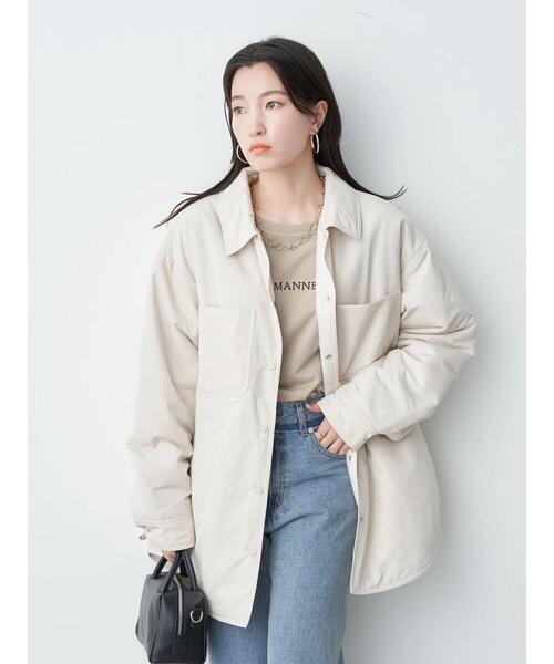 earth music&ecology（アースミュージックアンドエコロジー）の「中綿シャツジャケット（その他アウター・レディース・アイボリー/ボルドー/ライトカーキ/チェック・FREE）」の6枚目の写真