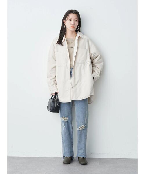 earth music&ecology（アースミュージックアンドエコロジー）の「中綿シャツジャケット（その他アウター・レディース・アイボリー/ボルドー/ライトカーキ/チェック・FREE）」の8枚目の写真