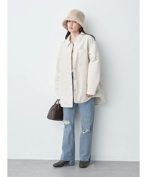 earth music&ecology（アースミュージックアンドエコロジー）の「中綿シャツジャケット（その他アウター・レディース・アイボリー/ボルドー/ライトカーキ/チェック・FREE）」の11枚目の写真