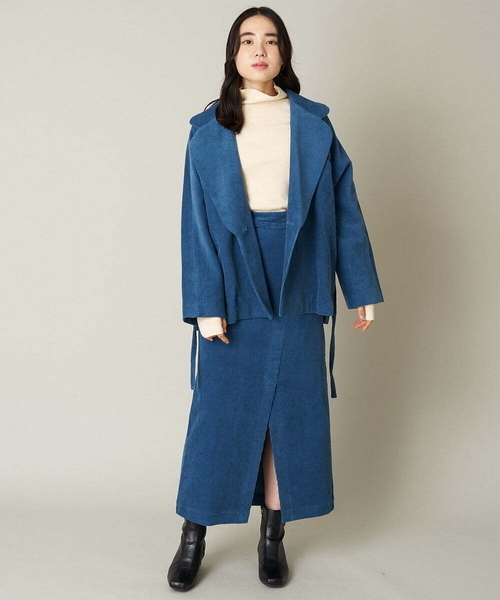 A de a.v.v（アードアー・ヴェ・ヴェ）の「［SET UP対応］コーデュロイラグランスリーブジャケット（テーラードジャケット・レディース・ブルー/ブラック・36/38）」の3枚目の写真