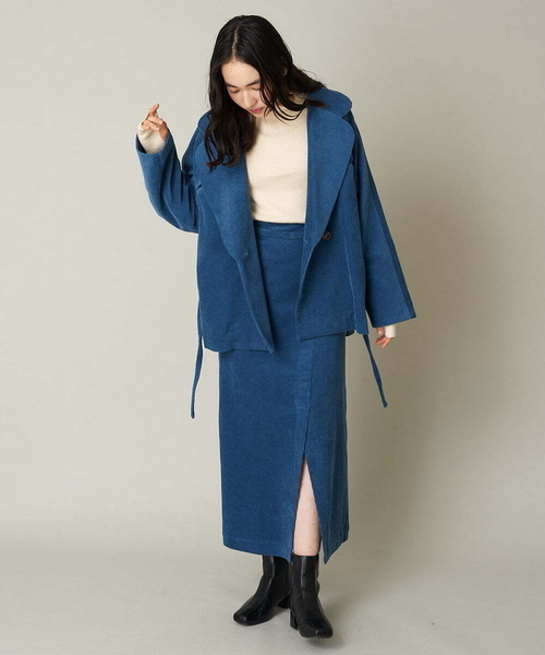 A de a.v.v（アードアー・ヴェ・ヴェ）の「［SET UP対応］コーデュロイラグランスリーブジャケット（テーラードジャケット・レディース・ブルー/ブラック・36/38）」の5枚目の写真