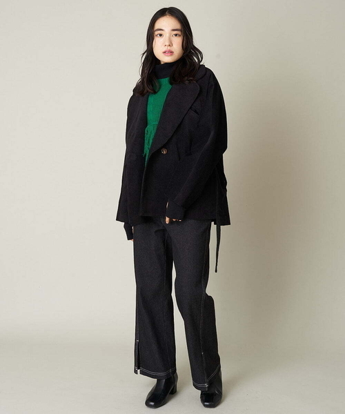 A de a.v.v（アードアー・ヴェ・ヴェ）の「［SET UP対応］コーデュロイラグランスリーブジャケット（テーラードジャケット・レディース・ブルー/ブラック・36/38）」の6枚目の写真