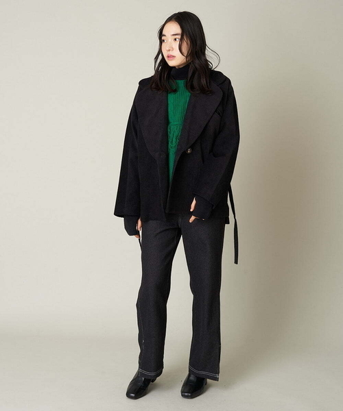 A de a.v.v（アードアー・ヴェ・ヴェ）の「［SET UP対応］コーデュロイラグランスリーブジャケット（テーラードジャケット・レディース・ブルー/ブラック・36/38）」の7枚目の写真